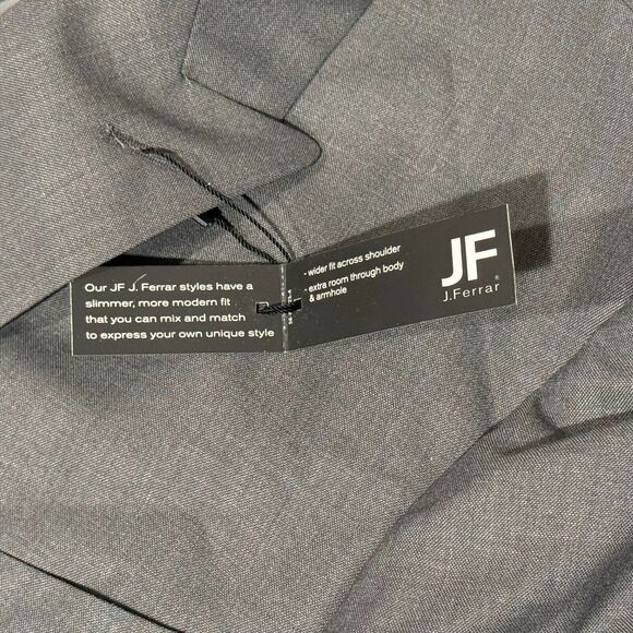 JF J Ferrar Suit Jacket Mens 54X BGLG Gray Sharkskin 2 Button Front Peak Lapel - Picture 12 of 16